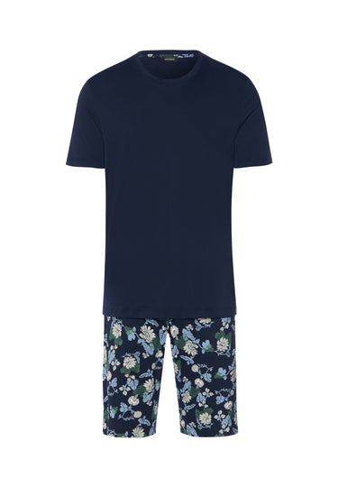 Night And Day Crew Neck Cotton Short Pajama Set | Fine Lined Print 79267-1251